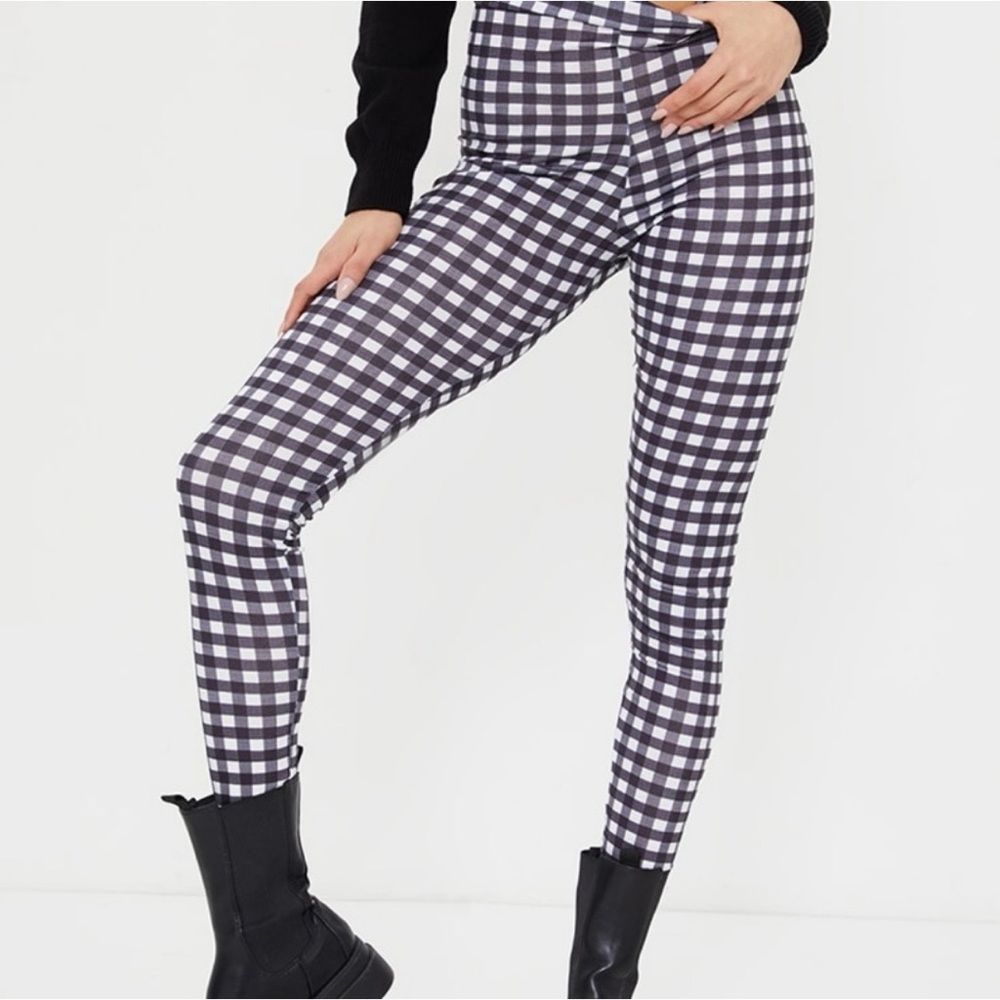 NWOT Nastygal Collection Black and White Gingham Skinny Pants Legging | Size 2